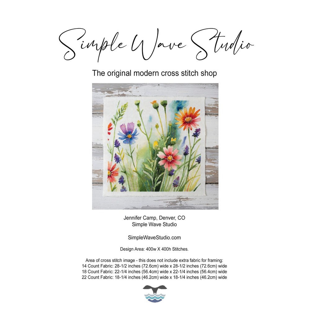 Wildflowers in Watercolor Counted Cross Stitch Pattern Chart‎